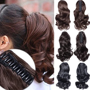 New Concubines Synthetic Strappy Ponytail Hair Extensions Fake Tail Natural Hair Clip Horse Tail Curly Organic Women's Wig