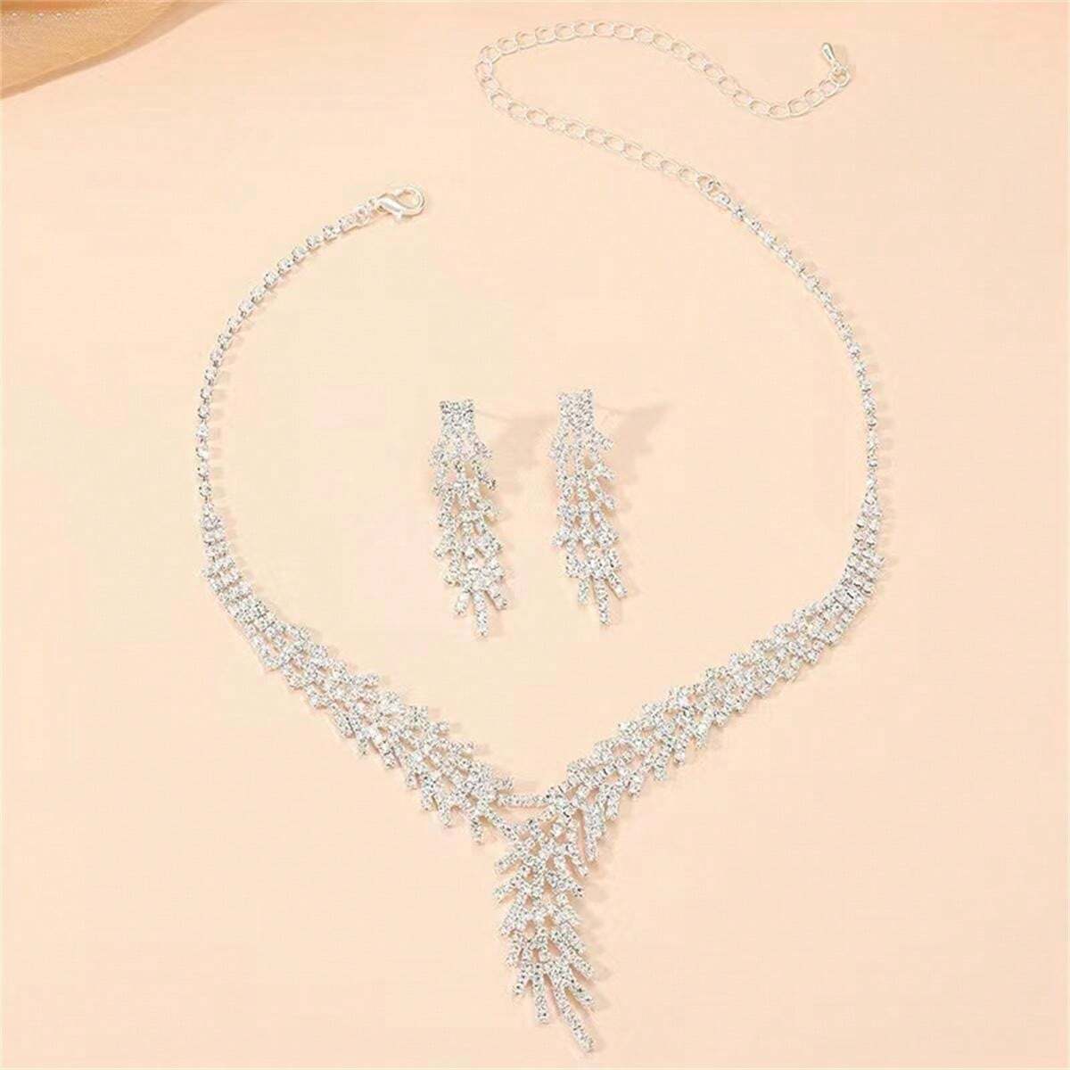 2 Pieces Rhinestone Necklace Jewelry Set/Fashion Jewelry Set for Women, Formal Occasion