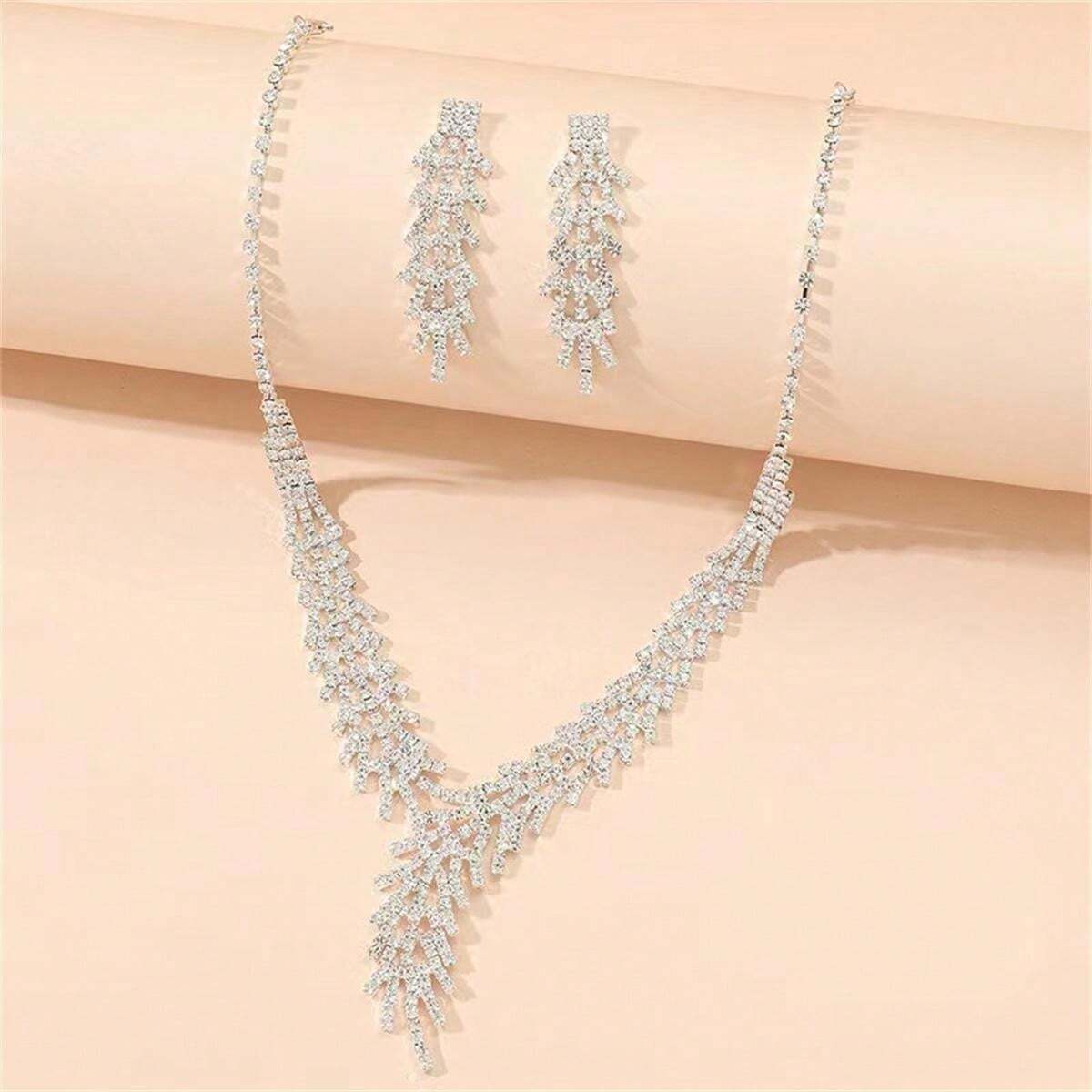 2 Pieces Rhinestone Necklace Jewelry Set/Fashion Jewelry Set for Women, Formal Occasion