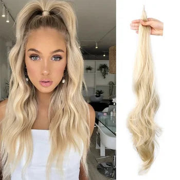 New Concubines Synthetic Strappy Ponytail Hair Extensions Fake Tail Natural Hair Clip Horse Tail Curly Organic Women's Wig