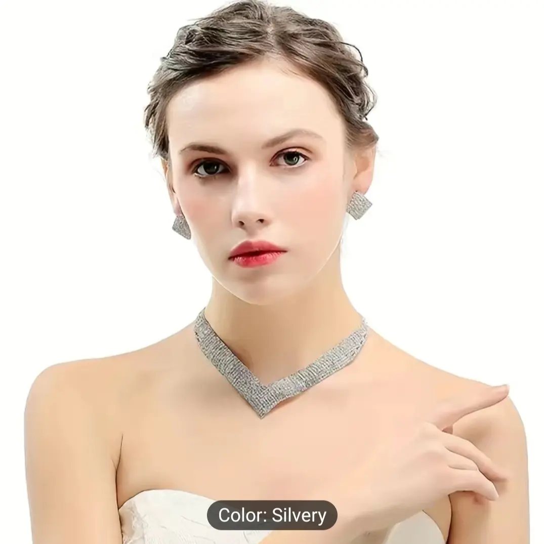 Silver Plated Crystal Wedding Jewelry Set