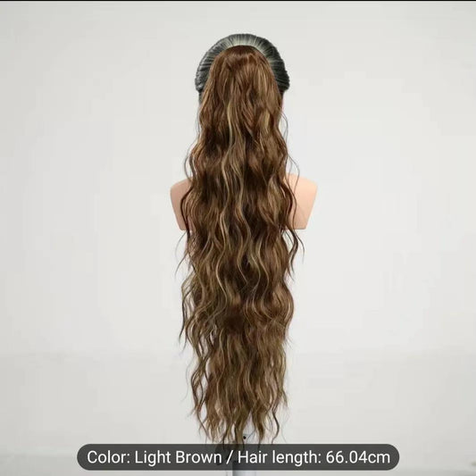 26 Inch Drawstring Wrap Around Ponytail Hair Extensions for Women with Long Curly Wavy Ponytails Casual.