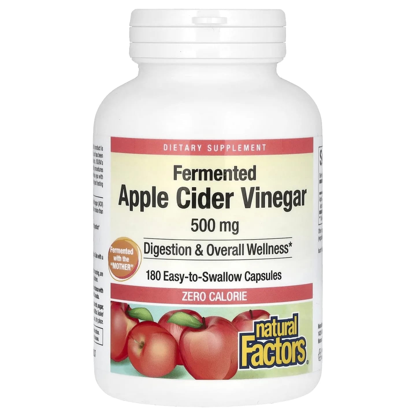 Natural Factors Fermented Apple Cider Vinegar 500mg, 180 Ct