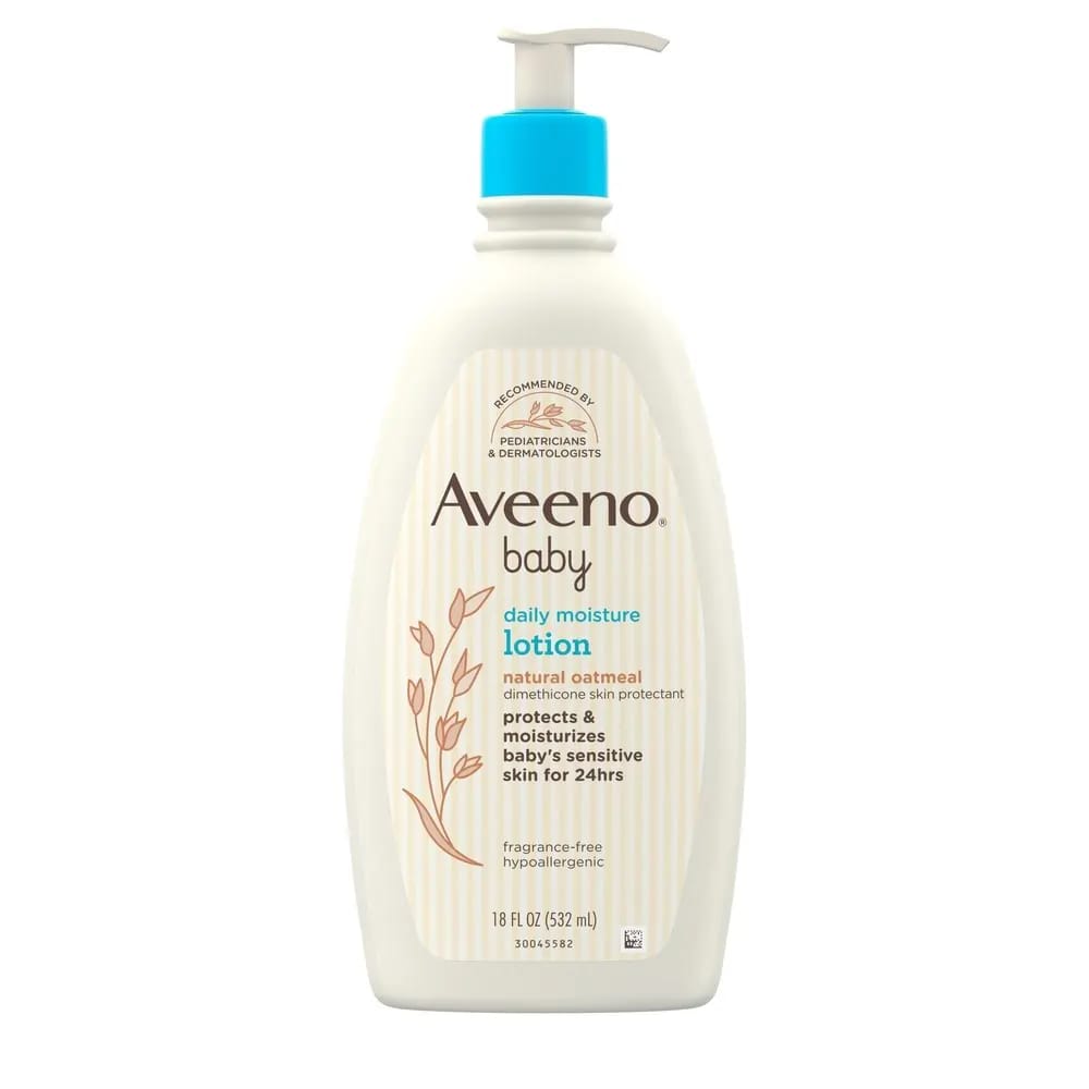 Aveeno Baby Daily Moisture Moisturizing Lotion for Delicate Skin with Natural Colloidal Oatmeal & Dimethicone, Hypoallergenic, Fragrance-, Phthalate- & Paraben-Free, 12 fl. oz