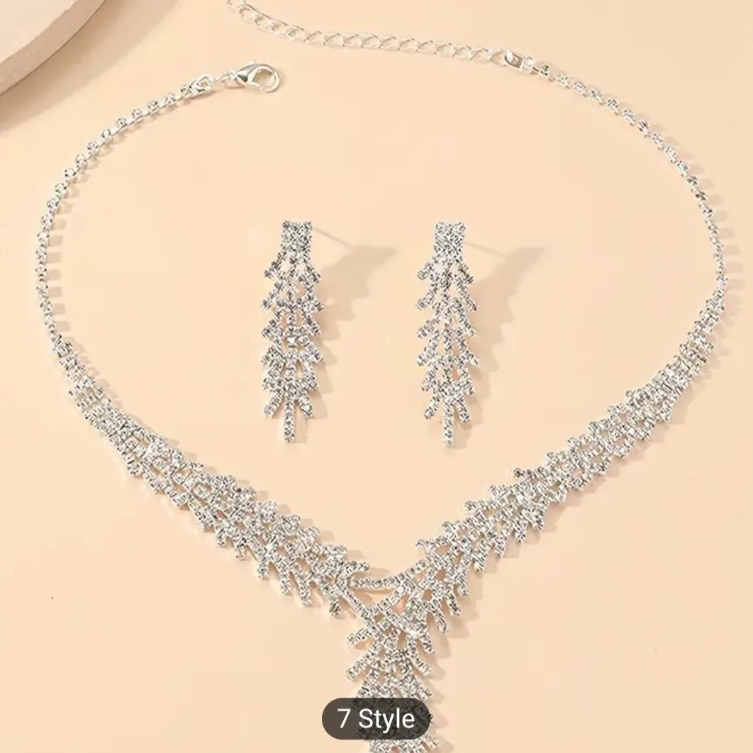 2 Pieces Rhinestone Necklace Jewelry Set/Fashion Jewelry Set for Women, Formal Occasion