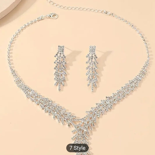 2 Pieces Rhinestone Necklace Jewelry Set/Fashion Jewelry Set for Women, Formal Occasion