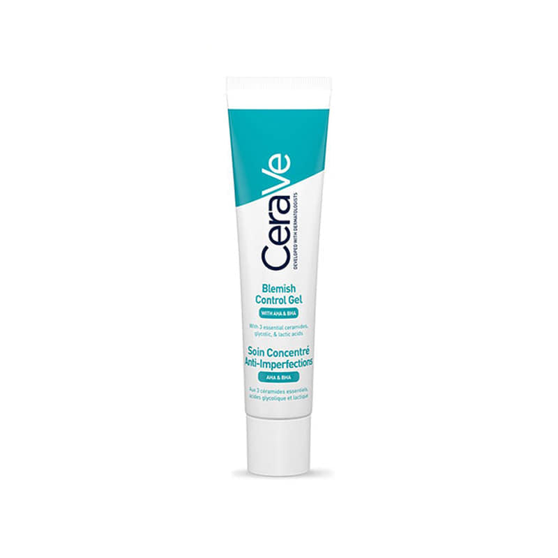 Cerave Blemish Control Gel Facial Moisturiser for Acne & Blemishes with Glycolic Acid and Lactic Acid AHA/BHA 40mL