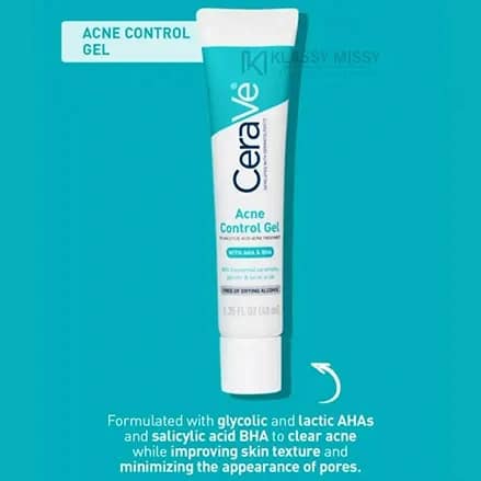 CeraVe Salicylic Acid Acne Treatment with Glycolic Acid and Lactic Acid | AHA/BHA Acne Gel for Face to Control and Clear Breakouts |1.35 Ounce