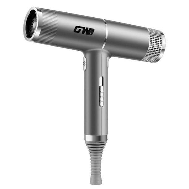 Hair Dryer Three Gears Adjustment Low Noise Overheating Protection with 3 Nozzles Anion Hair Care (Silver UK Plug)