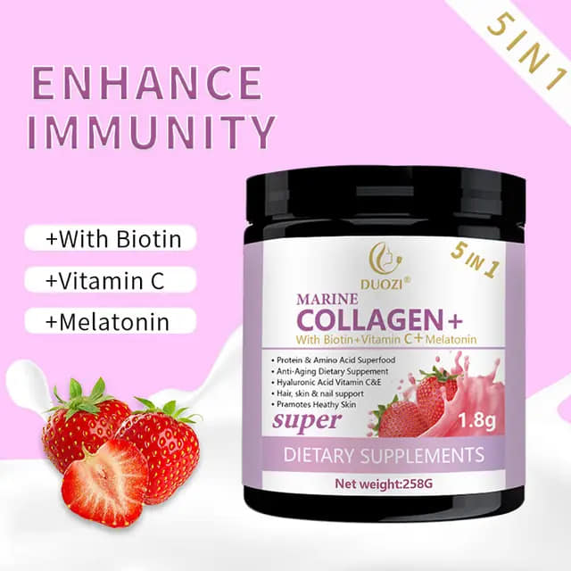 OEM Private Label Super Marine Collagen Powder Biotin Vitamin C Melatonin Skin Whitening Collagen Powder