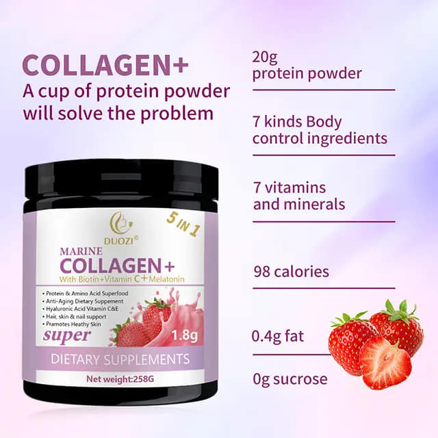 OEM Private Label Super Marine Collagen Powder Biotin Vitamin C Melatonin Skin Whitening Collagen Powder