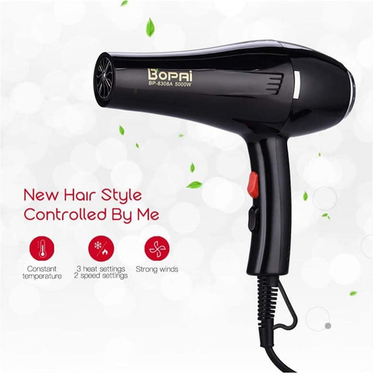 BOPAI Professional Hair Dryer 1500W with 2 Speeds and 3 Heat Settings, Black