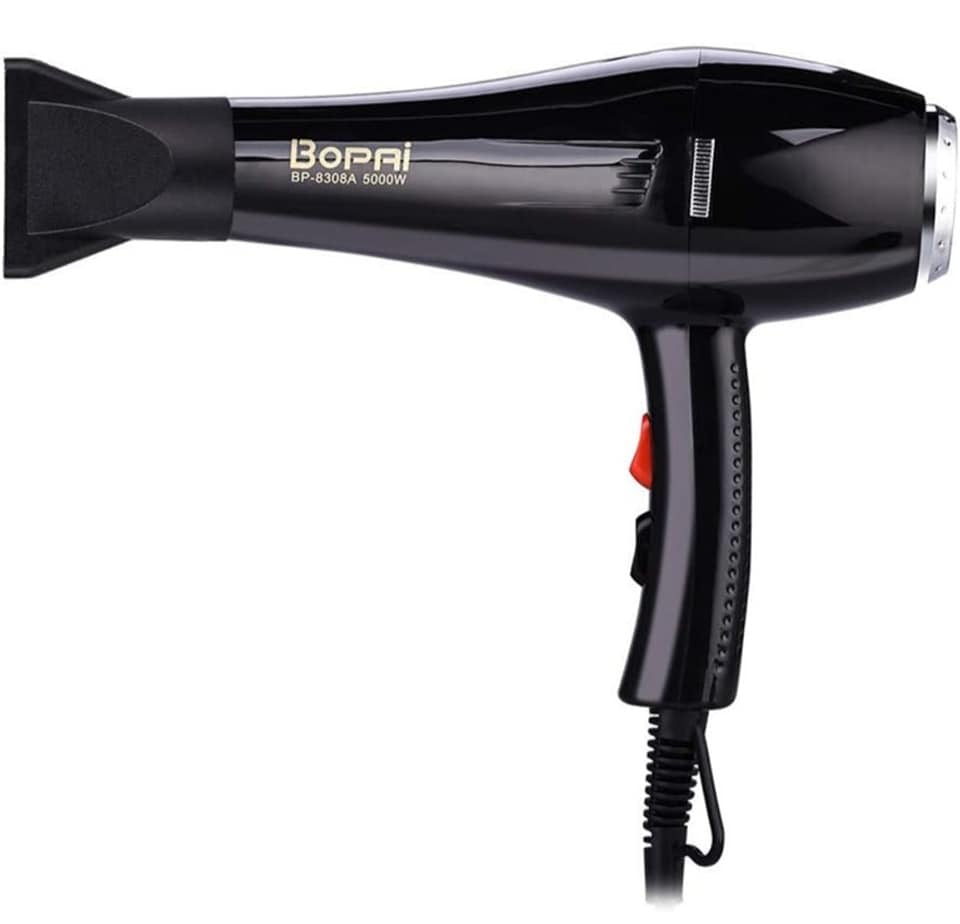 BOPAI Professional Hair Dryer 1500W with 2 Speeds and 3 Heat Settings, Black