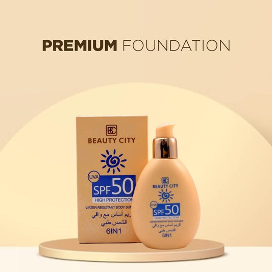 Beauty City 6 in 1 Sun Milk Foundation with SPF50 | Water Resistant | Cruelty Free | Evens Skin Tone and Removes Dark Circles