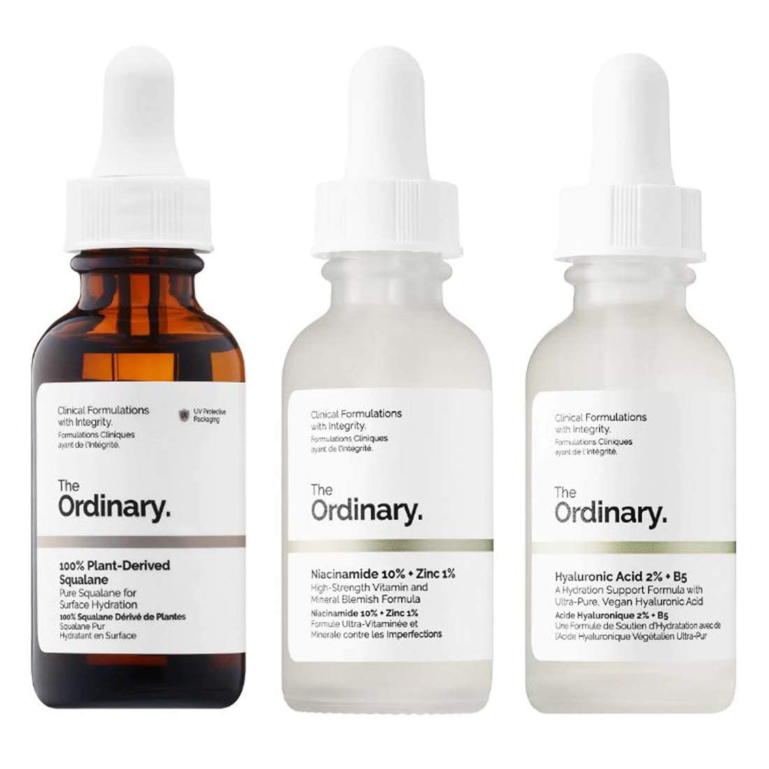 The Ordinary Face Serum Set! 100% Plant-Derived Squalane Prevent Ongoing Loss Of Hydration! Niacinamide 10% + Zinc 1% Reduces Skin Blemishes! Hyaluronic Acid 2% + B5 Enhanced Hydration!