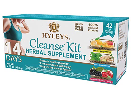 HYLEYS Tea 14 Days Cleanse Kit - 42 Tea Bags (100% Natural, Sugar Free, Gluten Free and Non-GMO), 42.0Count