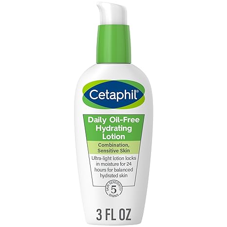 Cetaphil Daily Hydrating Lotion for Face, With Hyaluronic Acid, 3 fl oz, Lasting 24 Hr Hydration, for Combination Skin, No Added Fragrance, Non-Comedogenic