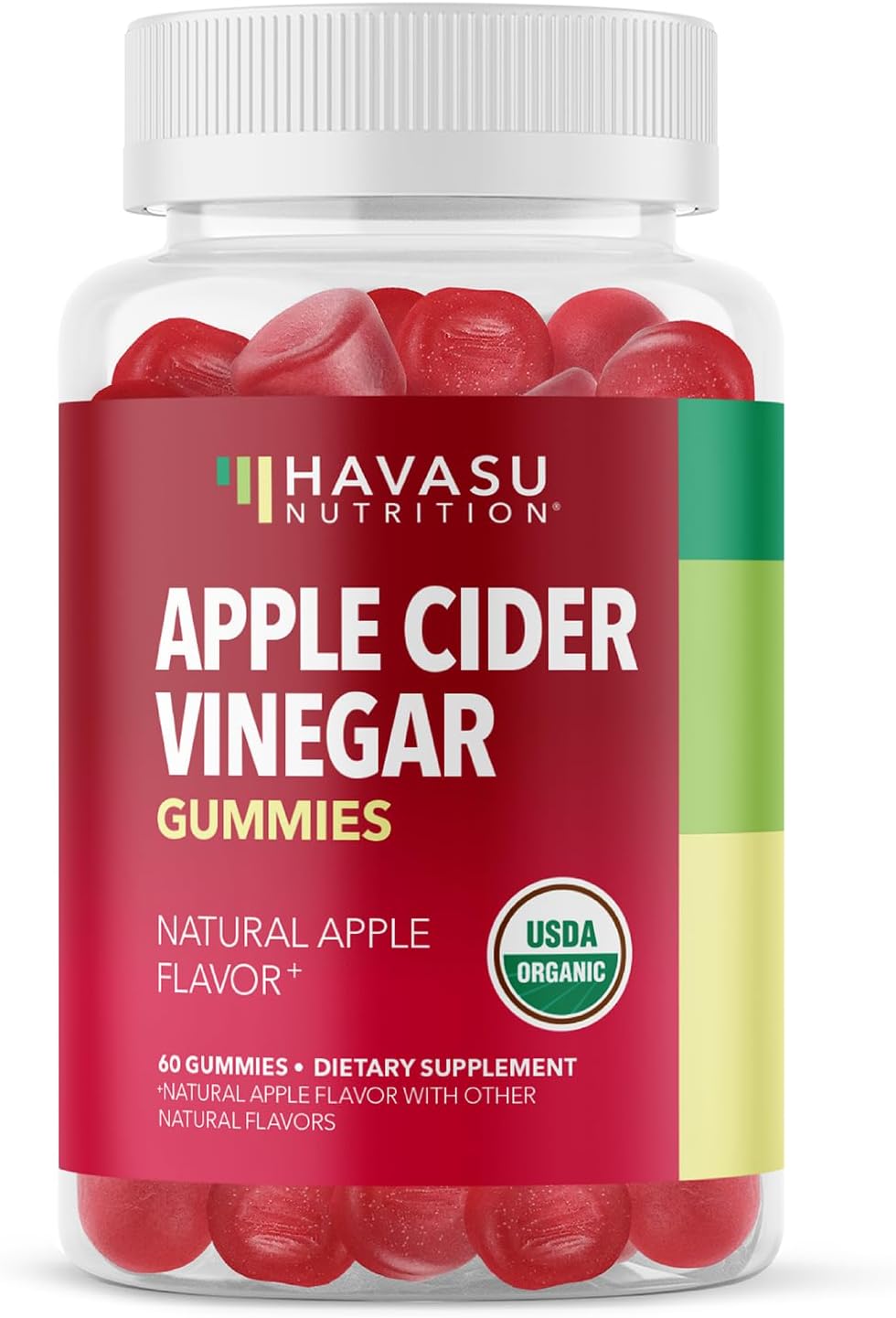 Organic Apple Cider Vinegar Gummies | ACV Gummies to Support Digestive Health and Gut Flora for Digestion | Natural Apple Flavor | 60 Organic, Vegan, and Non-GMO Apple Cider Vinegar Gummies