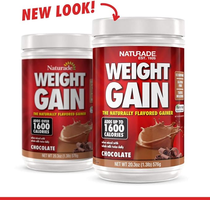 Naturade - All Natural Weight Gain Drink Mix - Gluten Free, Delicious Taste, 1600 Calories per Servings - Mass Gainer w/Carbohydrates & Protein - Chocolate