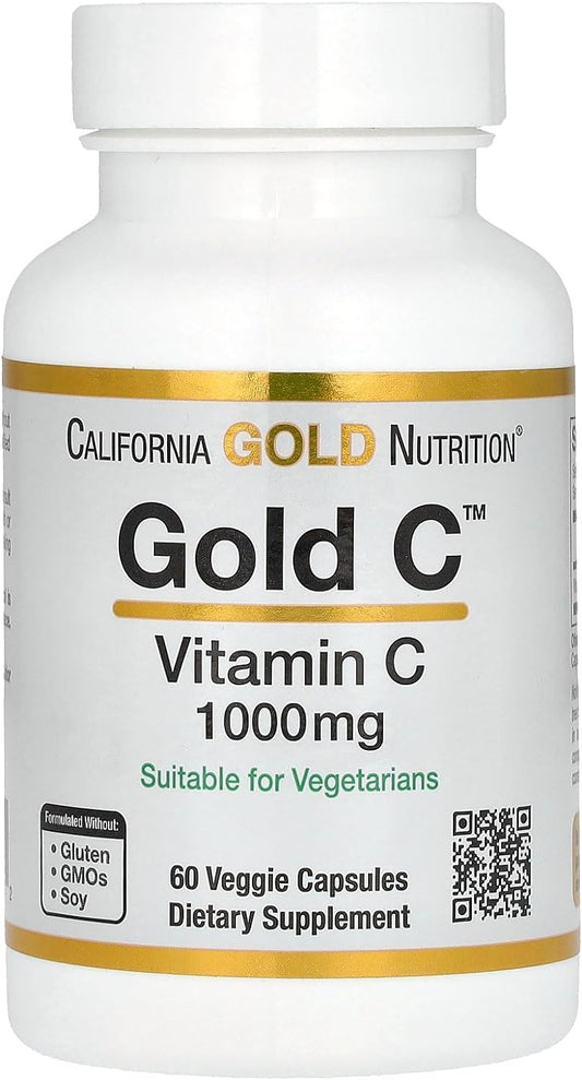 California Gold Nutrition Gold C, USP Grade Vitamin C, 1,000 mg, 60 Veggie Capsules