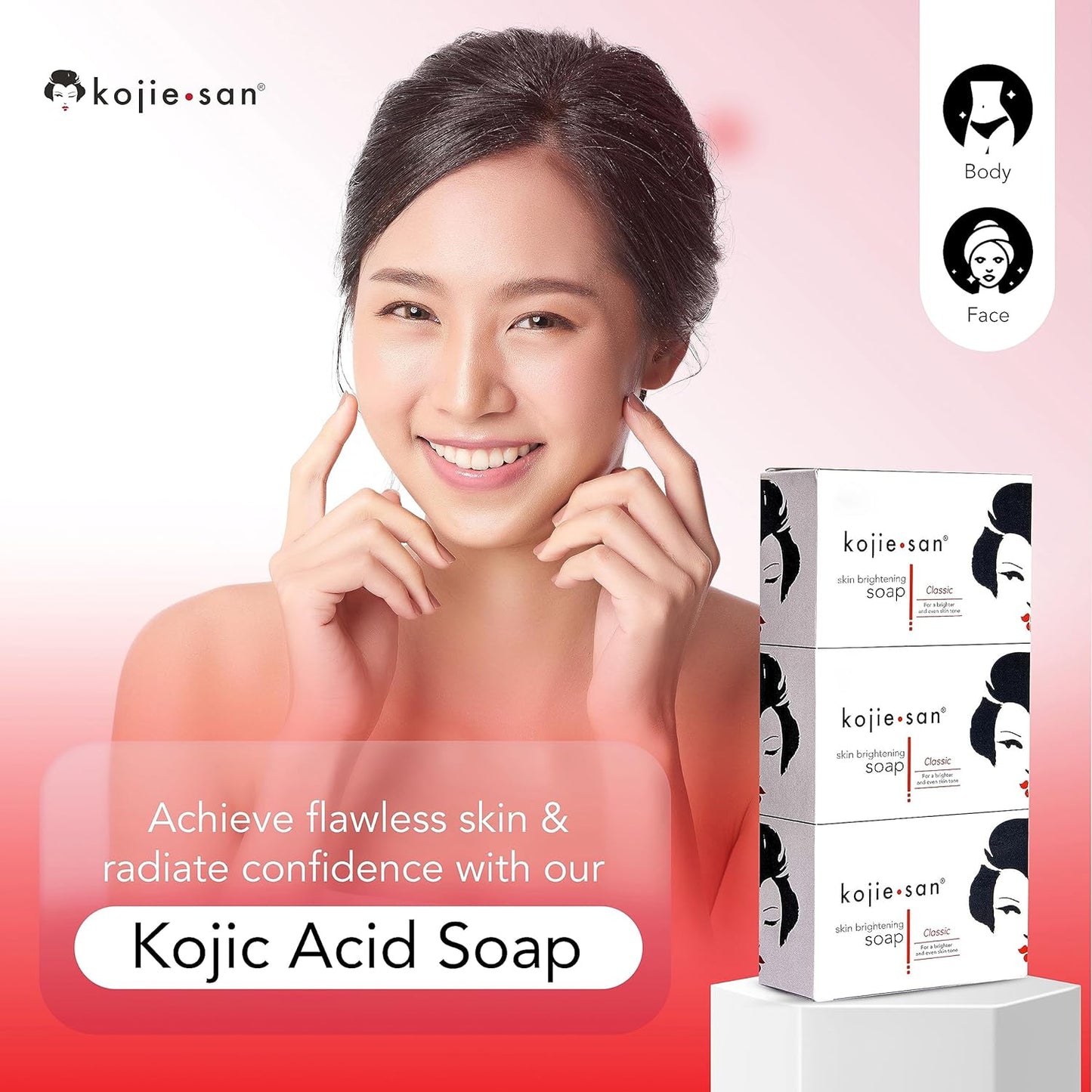 Kojie San Skin Brightening Soap – The Original Kojic Acid Soap that Reduces Visibility of Dark Spots, Hyper-pigmentation, & Other Types of Skin Damages – 100g