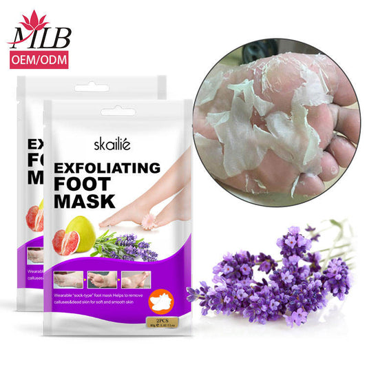 OEM/ODM Natural Herbal Pedicure Foot Spa Mask Removal Calluses Crack Heel Skin Whitening Lavender Exfoliating Foot Mask