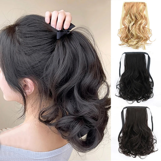 New Concubines Synthetic Strappy Ponytail Hair Extensions Fake Tail Natural Hair Clip Horse Tail Curly Organic Women's Wig