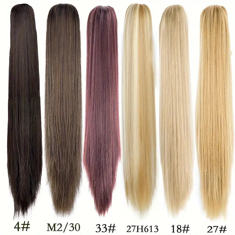 Synthetic Long Straight Ponytail Hair Extensions 22 Inch Claw Jaw Clip In Hair Extensions For Women Synthetic Fiber Hairpieces Hair Accessories