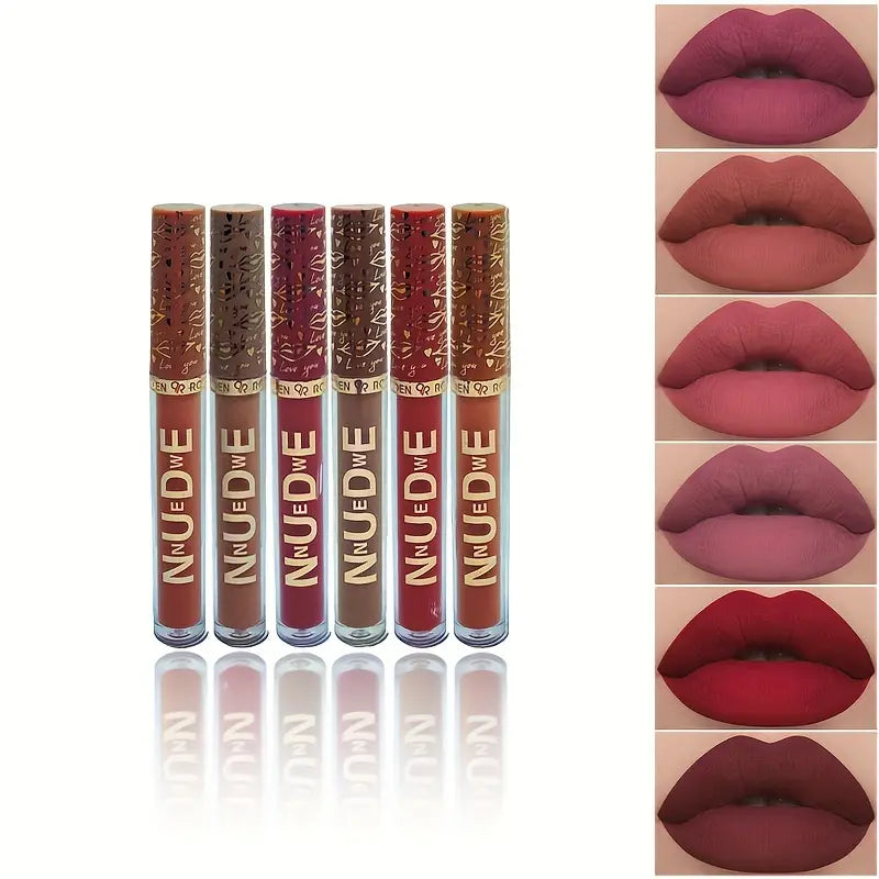 Girls Waterproof Non-stick Cup Matte Liquid Lipstick Beauty Makeup 6 Pcs Lip Gloss Lip Glaze Set Lip Makeup