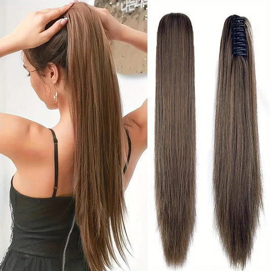 Synthetic Long Straight Ponytail Hair Extensions 22 Inch Claw Jaw Clip In Hair Extensions For Women Synthetic Fiber Hairpieces Hair Accessories