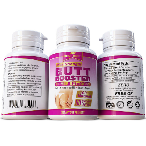 Butt Booster Bottom Lift & Enlargement Pills Bigger Firmer Curves Organic Capsul